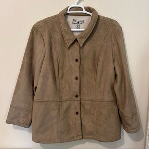 Caribbean Joe Jacket Coat Women’s 2X Pockets Faux Suede Casual  Farm Fleece